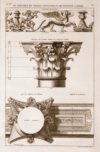 Temple of Antoninus and Faustina, Details from the Portico, from 